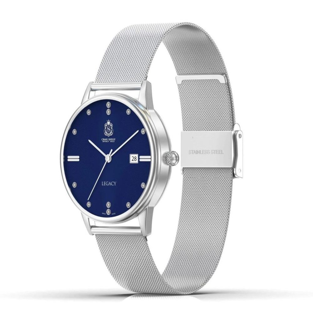His & Hers Craig Shelly Legacy Blue Silver Timepieces (2)